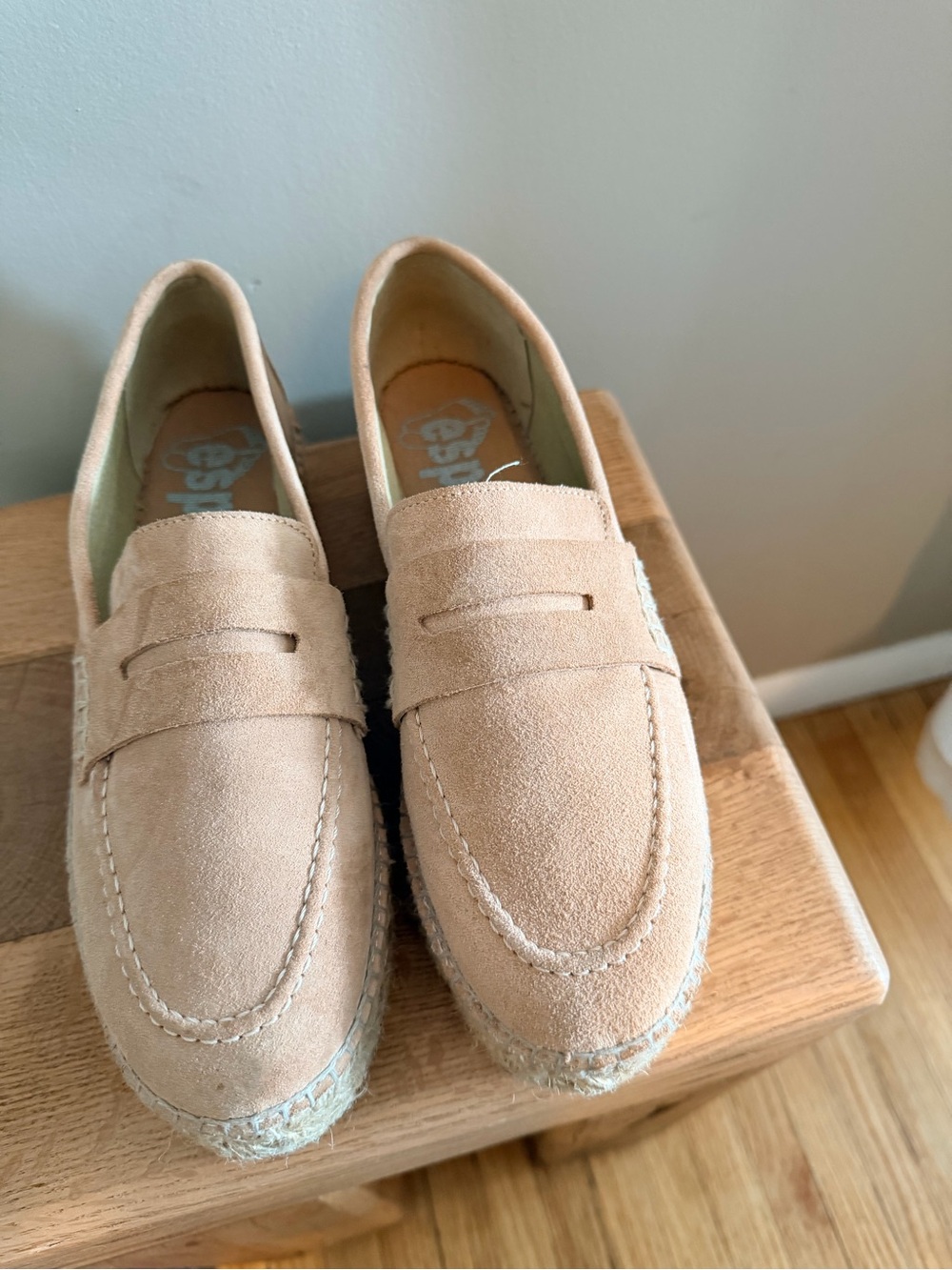 Women's Suede Espadrille Loafers in Tan
